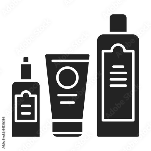 Cosmetic products glyph black icon Beauty industry. Pictogram for web page, mobile app, promo. 