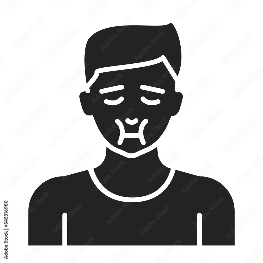 Face swelling glyph black icon. Allergy symptom. Pictogram for web page, mobile app, promo. UI UX GUI design element.