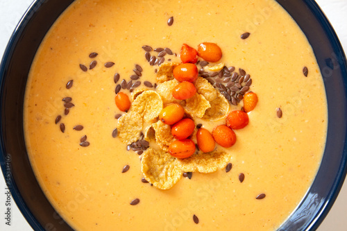 Texture of sea-buckthorn smoothie bowl