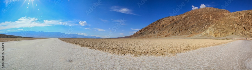 Landscape with rock formation at Death valley, California, Panorama