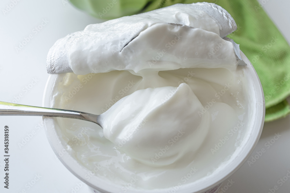 Healthy breakfast with Fresh greek yogurt on background Healthy breakfast with Fresh greek yogurt on background