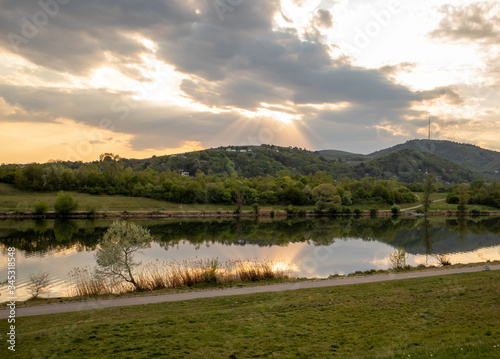 sunset over the lake