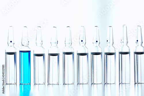 ampoules medicine vaccine concept, abstract background, vaccination virus protection