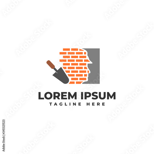 Brick Wall Installation and Cement Stucco Logo Vector Icon Illustration