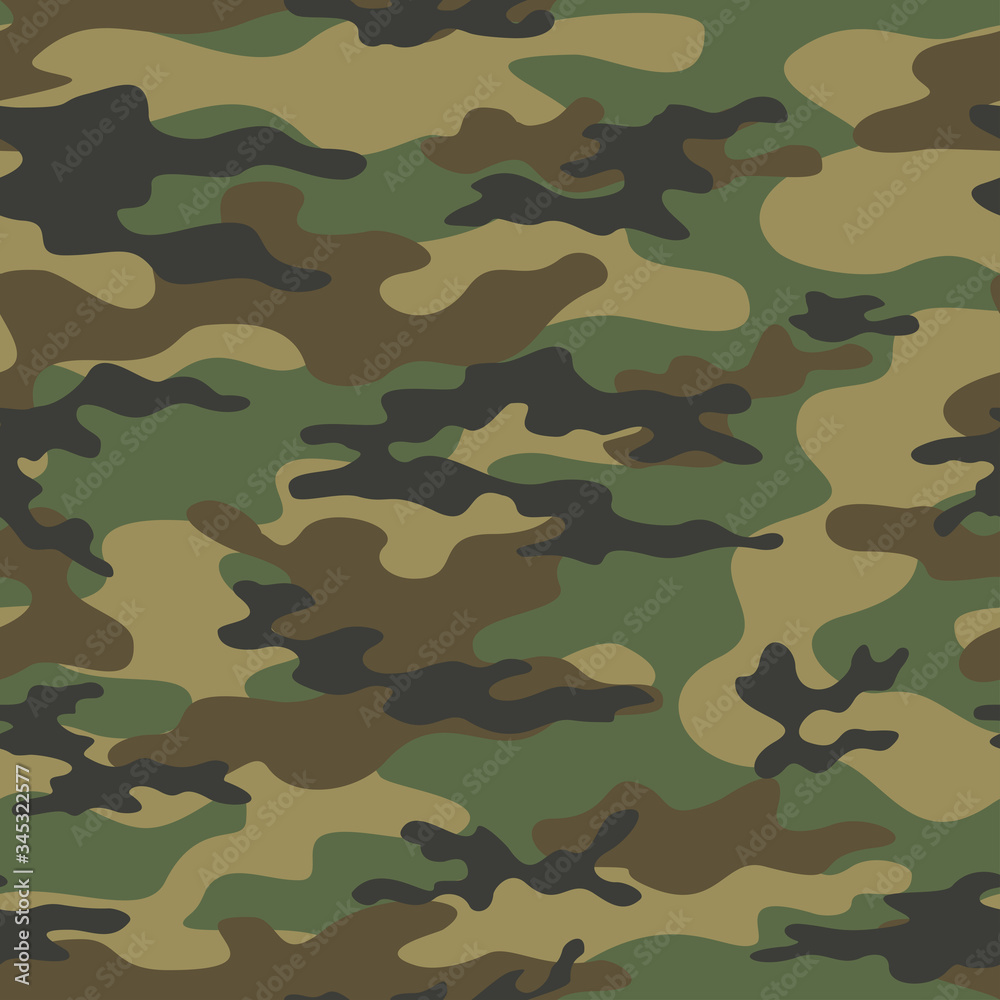 Fototapeta premium Army camouflage pattern seamless forest background vector illustration.