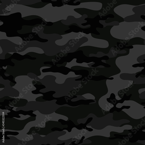  Black military camouflage seamless pattern. Ornament. Vector background