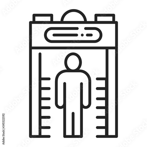 Metal detector black line icon. Electronic machine. Detects the presence of metal nearby. Pictogram for web page, mobile app, promo. UI UX GUI design element. Editable stroke.