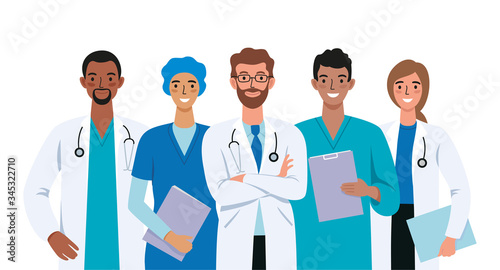 Set of doctors and nurses illustration