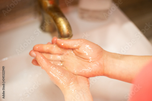 Hand wash with soap  cleanliness and hygiene 