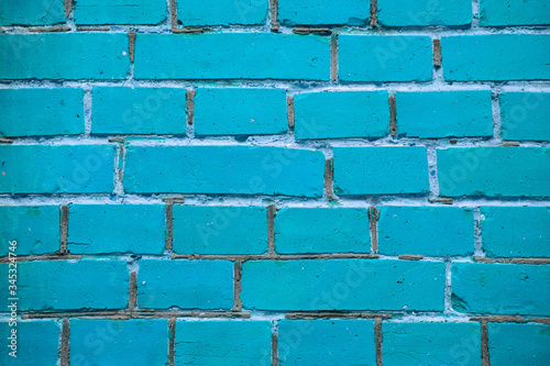 brick wall trendy color aquamarine grunge wallpaper background object concept