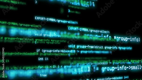 Programming code running over computer screen terminal