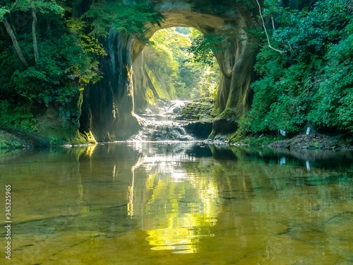 Heart shaped reflection of Nomizo Falls