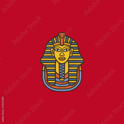 Golden funerary mask of Tutankhamun vector illustration for Museum Day on May 18