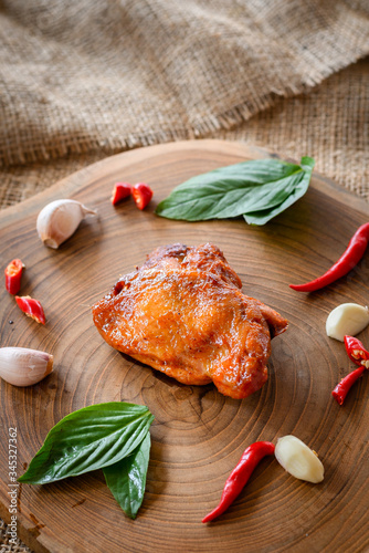 Chicken thigh Steak Spicy with ingredient