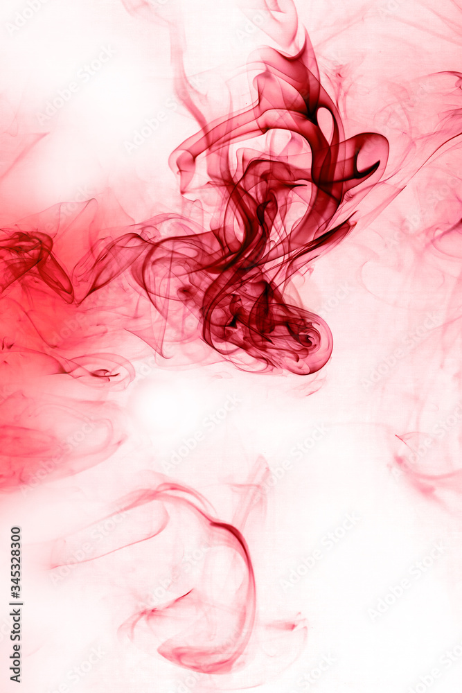 Red smoke motion on white background.