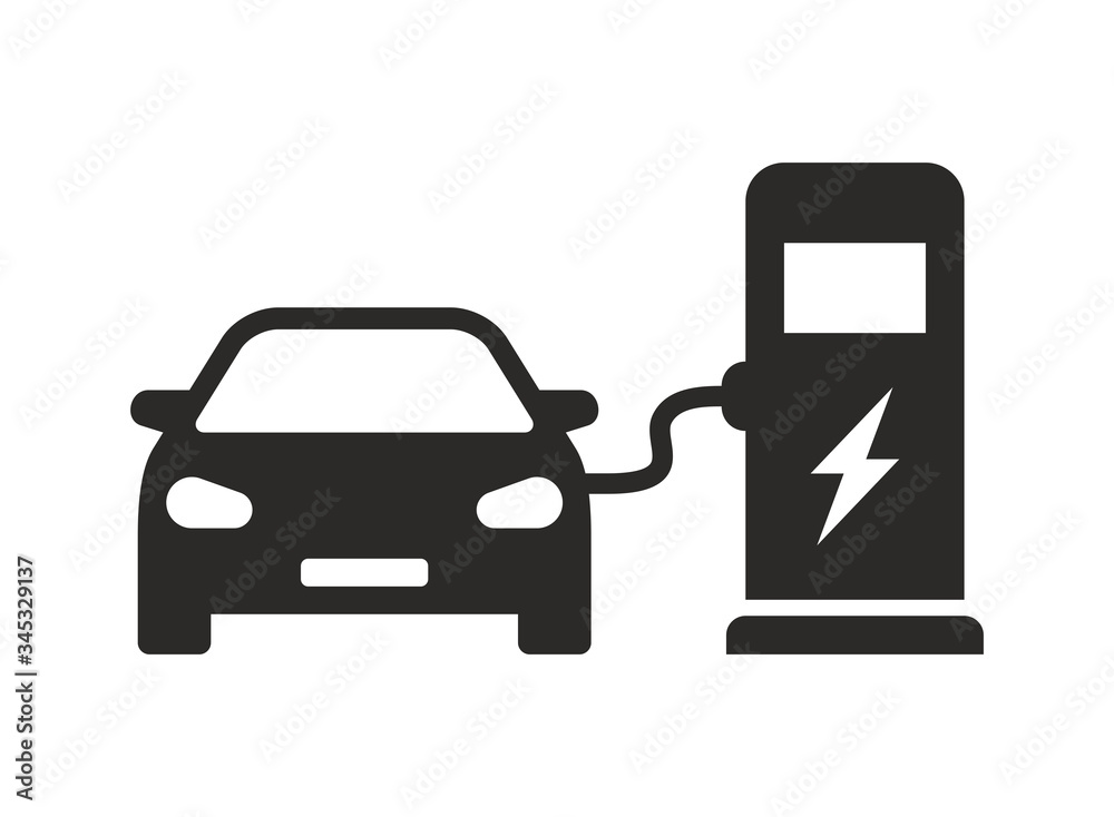 Electric car charging station icon. Vector icon isolated on white  background. Stock Vector | Adobe Stock