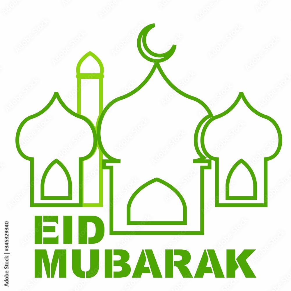 eid mubarak and ramadan kareem logo vector, mosque 
