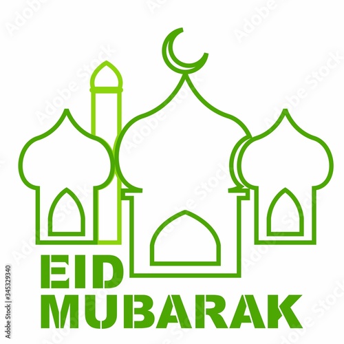 eid mubarak and ramadan kareem logo vector, mosque 