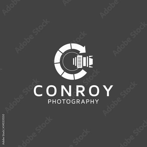 Photography business vector logo design with letter C