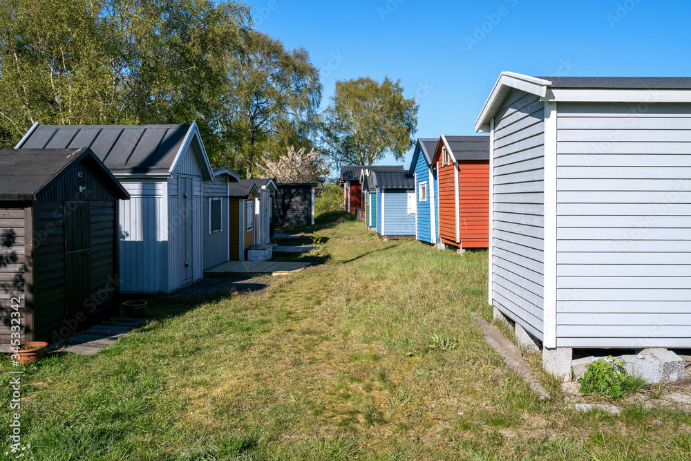 Small beach houses in Ystad city in Skane, Sweden Small beach houses in Ystad city in Skane, Sweden