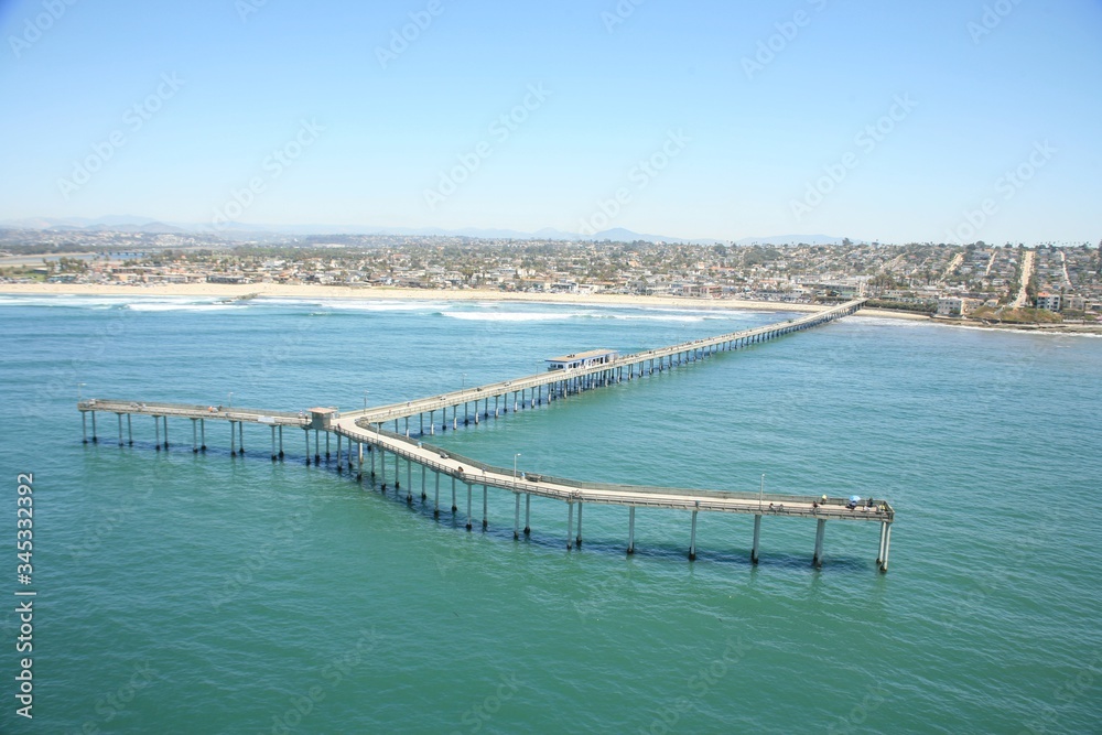 Aerial of Pier in Ocean Beach, San Diego CA