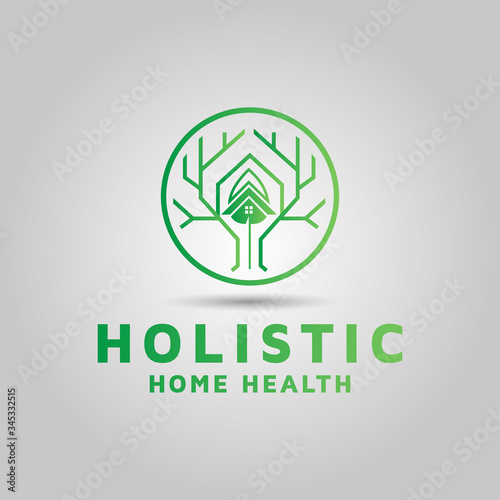 Green tree house vintage logo design inspiration photo