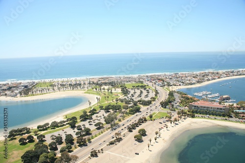 Aerial view of Pacific Beach, San Diego California © Crown Point Design