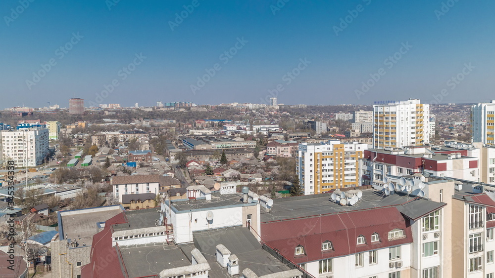 Fototapeta premium Kharkiv city from above timelapse. Aerial view of the city center and residential districts. Ukraine.