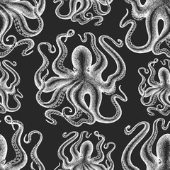 Fototapete Maritime Tiermuster Oktopus Tafelmuster Vintage Maritim  © lubovchipurko