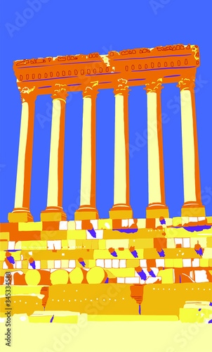 Lebanon Illustration: Baalbek Roman Ruins