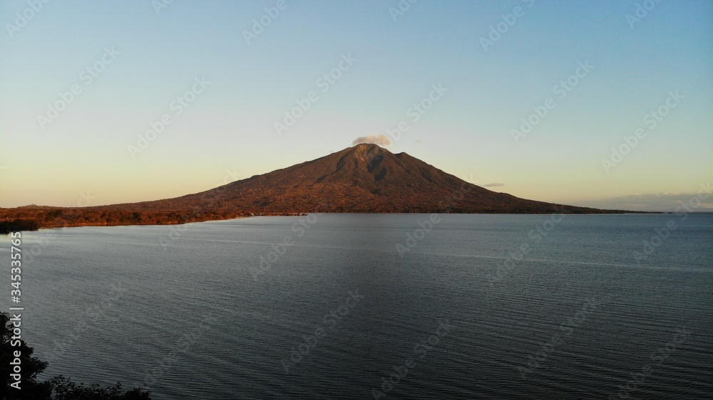 aerial view of volcano at sunset, Ometepe island, Nicaragua
