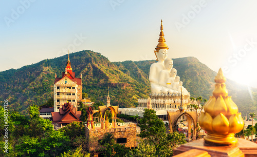 Buddhist temple Wat Phra Thart Pha Sorn Kaew in Thailand on nature background. Beautiful Landmark of Asia. Asian culture and religion