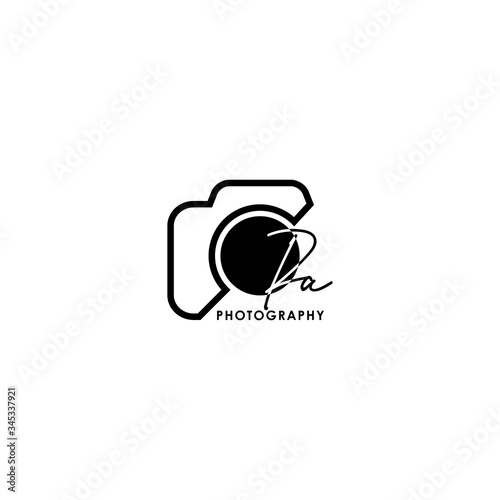 Initial Letter PA with camera. Logo photography simple luxury vector.