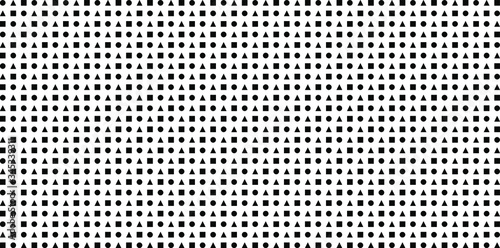 Point, circle and square and triangle Black white seamless, basic geometric background, for website design background, pattern, fabric, cover, media 