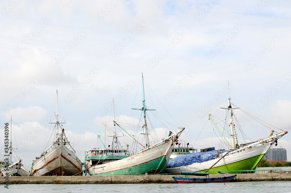 Phinisi ships in the Sunda Kelapa Harbour, Jakarta, Indonesia
