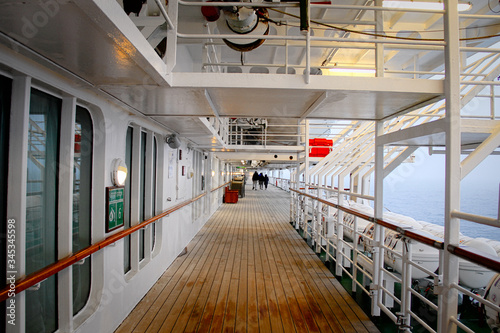 Classic cruise ship promenade deck