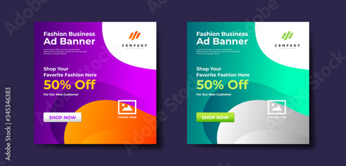 Social media post template Colorful Modern Banner design element, trendy gradient colors design for your business & shop