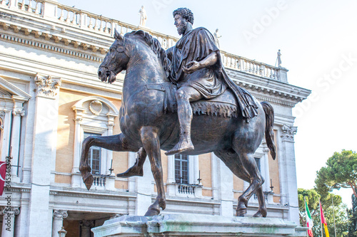 Equestrian statue of Marco Aurelio (in italian Statua equestre di Marco Aurelio) Rome Italy photo