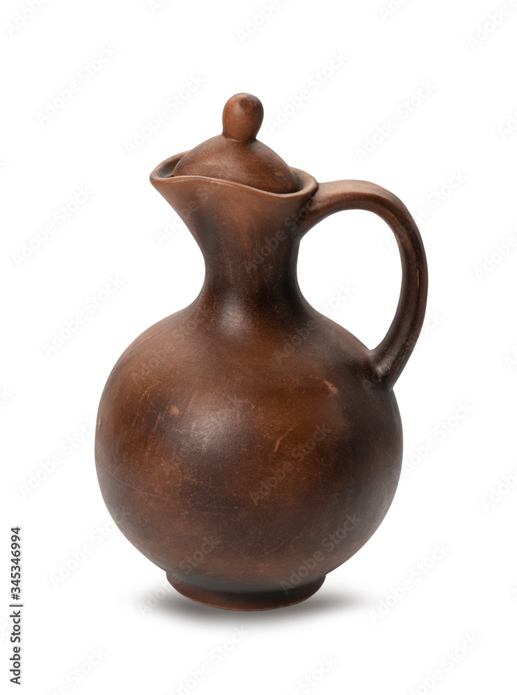Clay pitcher from Georgia - typical handicrafts on a white background isolated