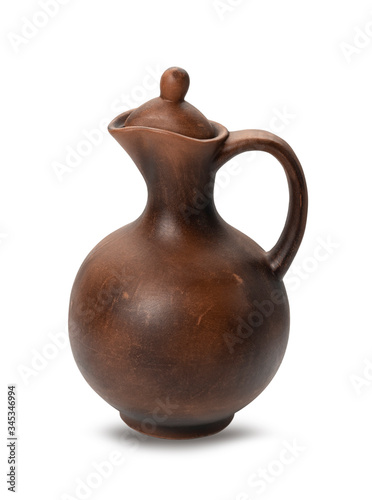 Clay pitcher from Georgia - typical handicrafts on a white background isolated