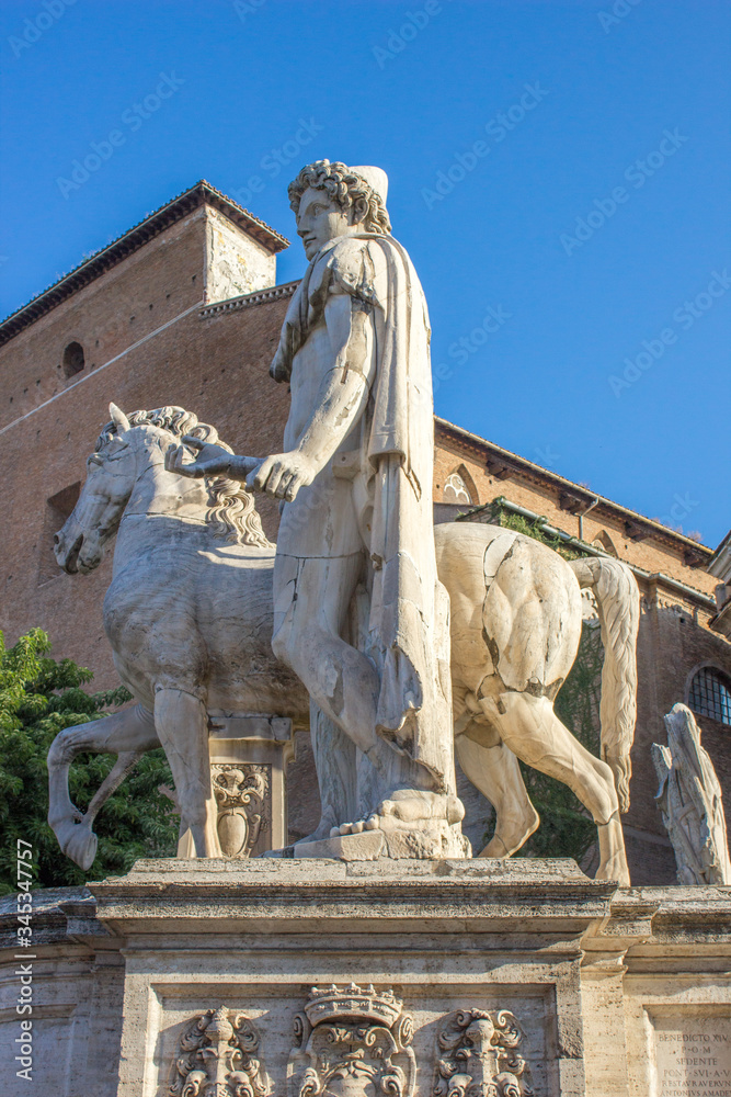 Statue of Castore (in italian Statue Castore e Polluce Piazza del Campidoglio) Rome Italy