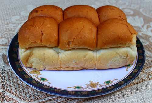 Pav bun on a plate