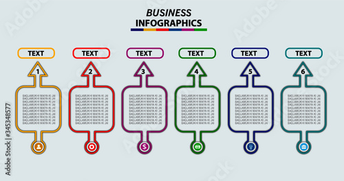 round arrow multipurpose infographic template with 6 steps options