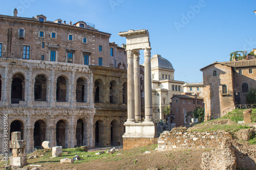 Theatre of Marcellus (in italian Teatro di Marcello e Tempio di Apollo Sosiano) and Temple of Apollo Sosianus Rome Italy photo
