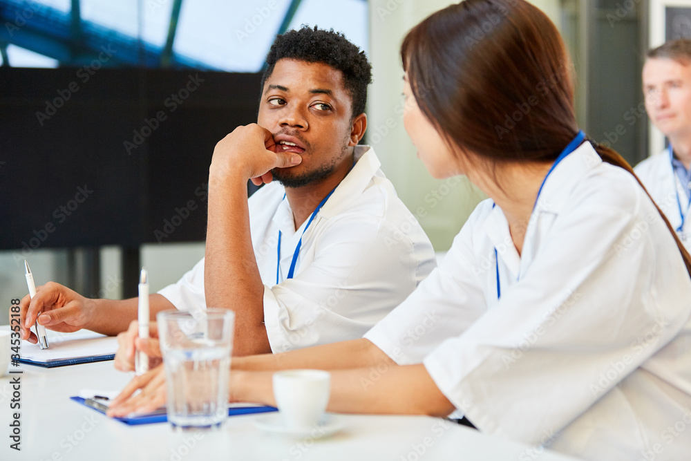 Fototapeta premium Two medicine students learn together