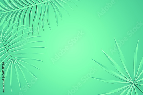 background with tropical palm leaves green