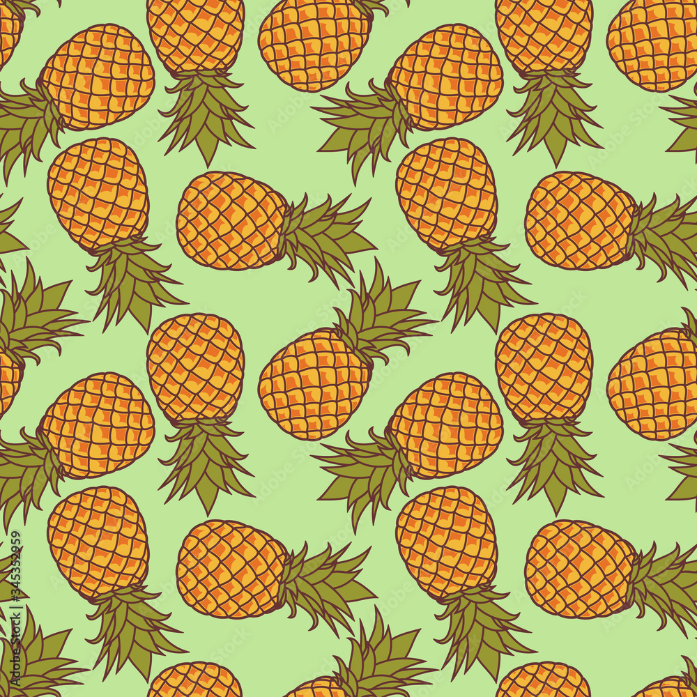 Pineapple seamless pattern. Flat style vector illustration. Pineapple seamless pattern. Flat style vector illustration.