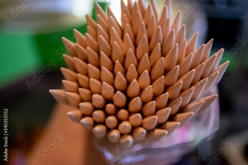 orange stick or a manicure spatula. A bunch of orange sticks for manicure.
