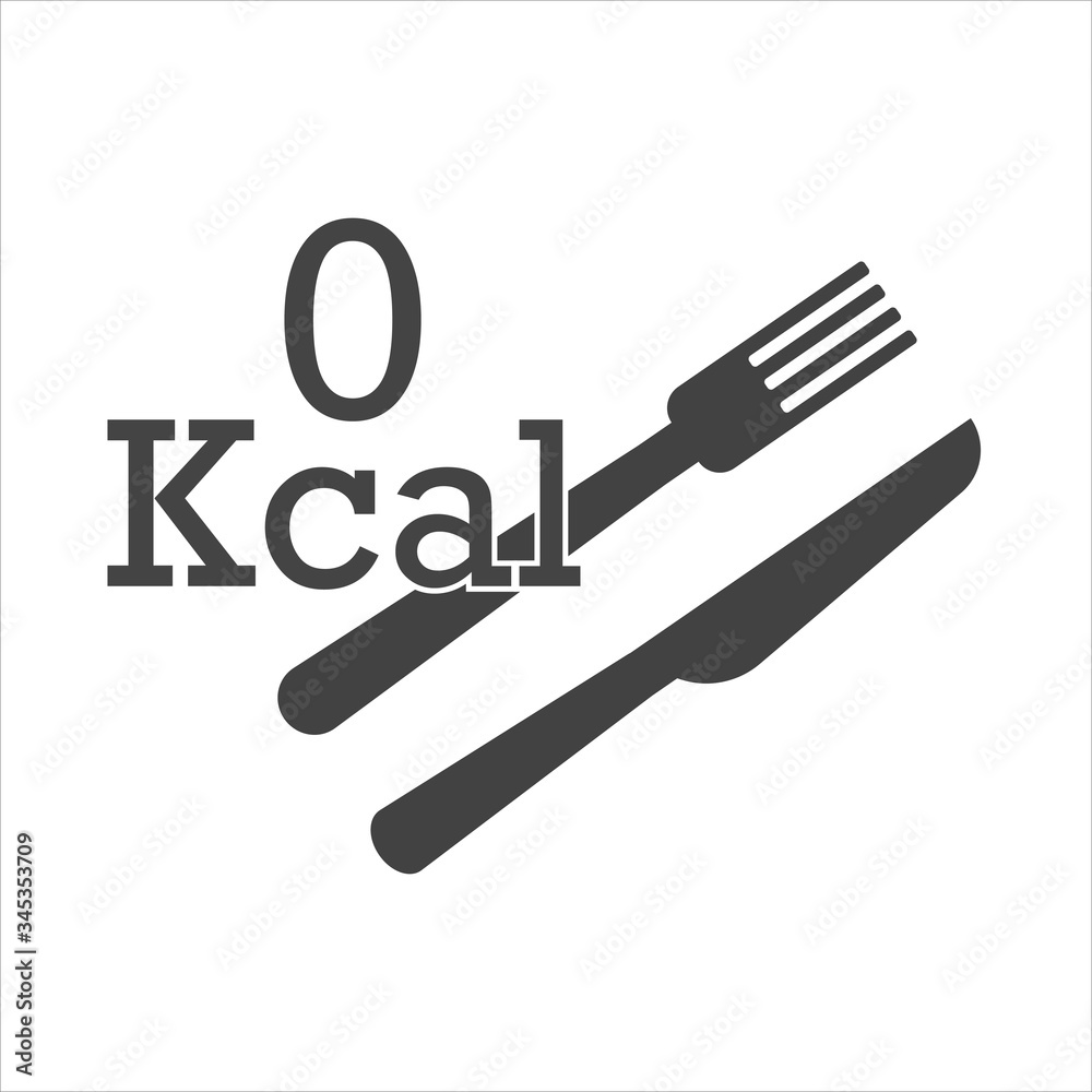Vector icon knife and fork zero calories on white isolated background. Vector icon knife and fork zero calories on white isolated background.