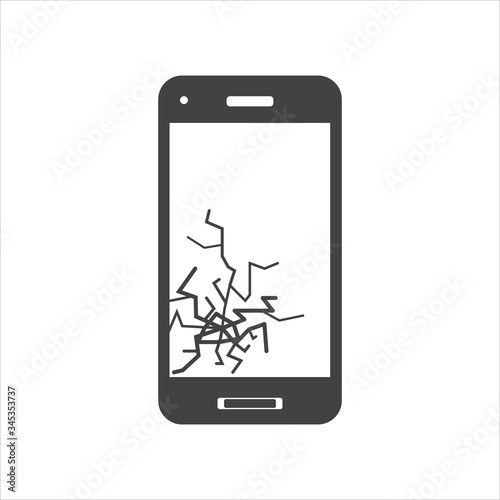 Vector icon broken phone on white isolated background.